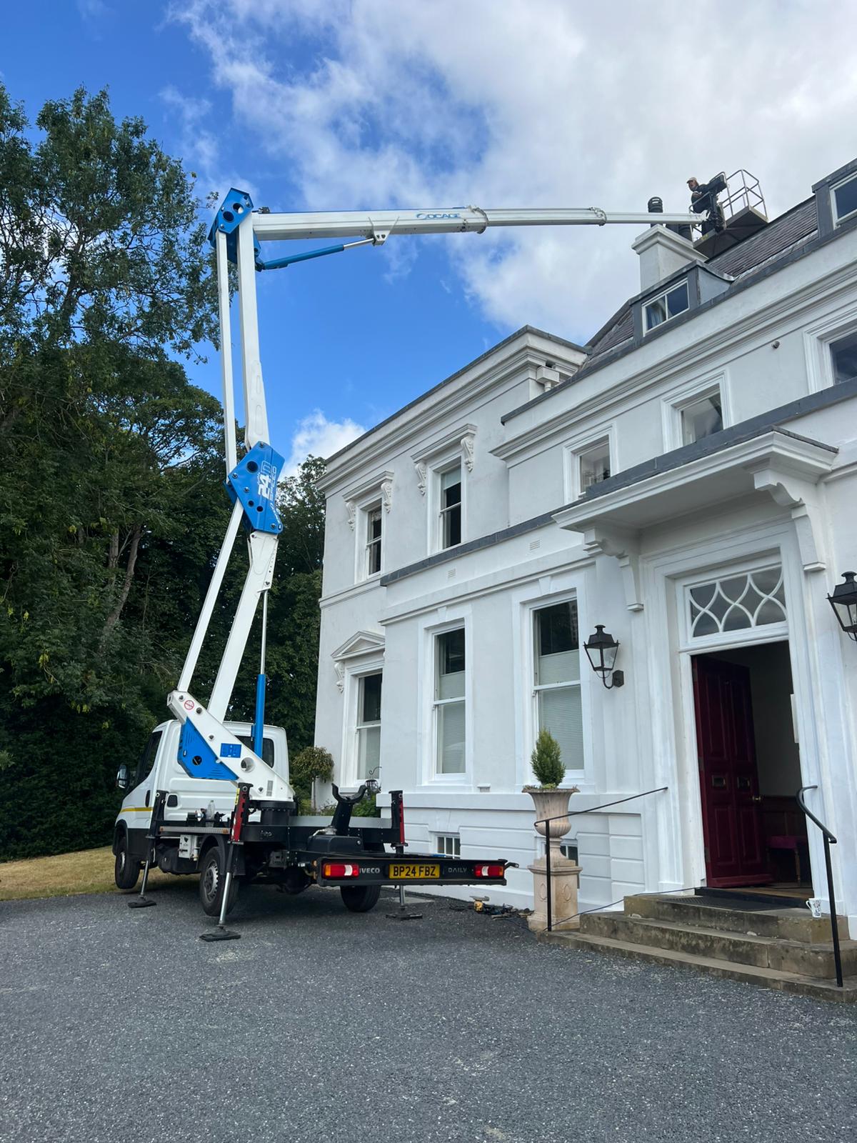 Chimney repair from cherry picker in Cranfield